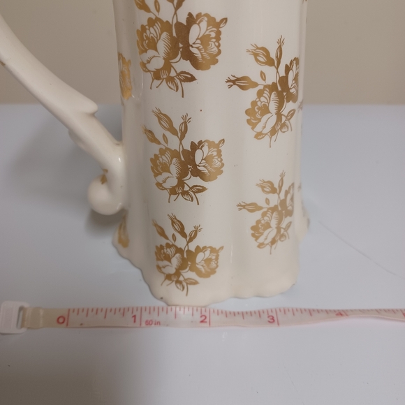 Vintage Porcelain Pitcher Gold Rare Victorian Floral Design Antique Cottagecore - Picture 9 of 9